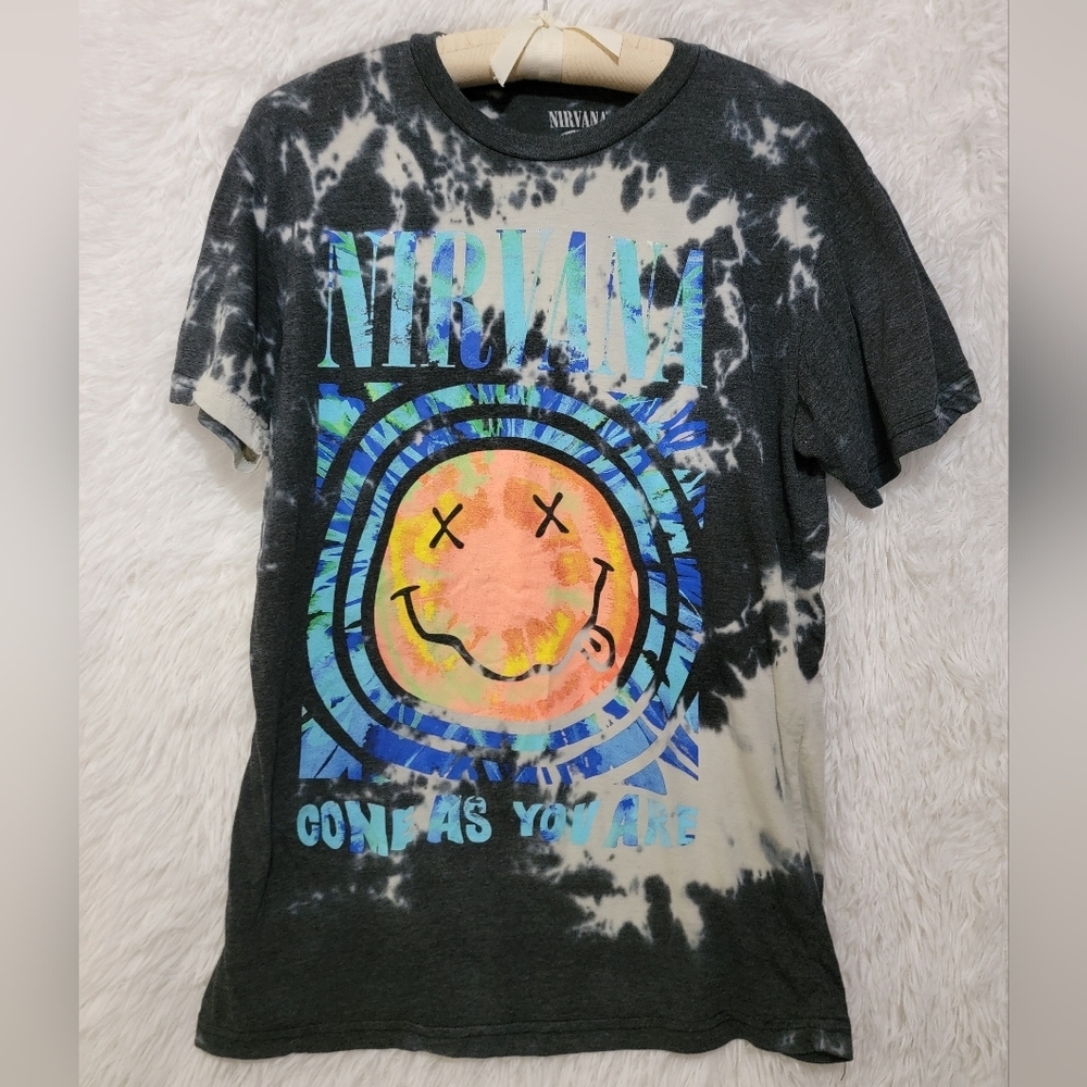 Nirvana Come As You Are Black Tie-Dye Graphic T-Shirt Mens M - Picture 5 of 6